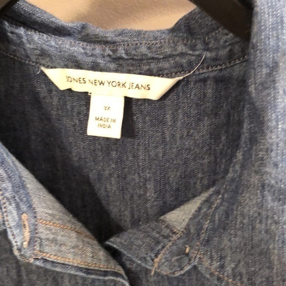 Jones of New York denim long sleeve shirt size 3X double pocket‎ front - Picture 4 of 6